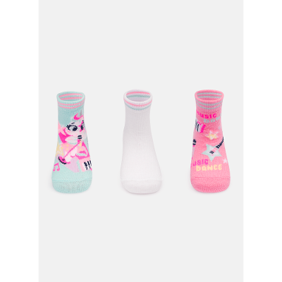Kit com 3 Meias Bebê Menina Unicórnio PopStar