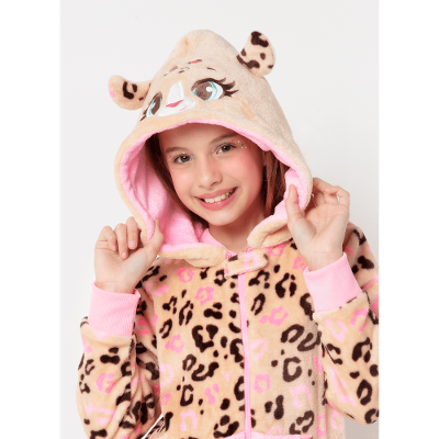 Macacão Manga Longa Soft Menina Teen Onça