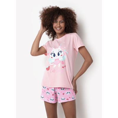 Pijama Manga Curta Feminino Gata Fada