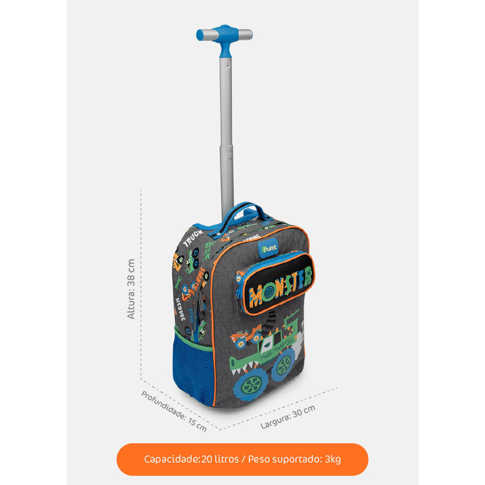 Mochila com Rodinha Pequena Monster Truck - 10