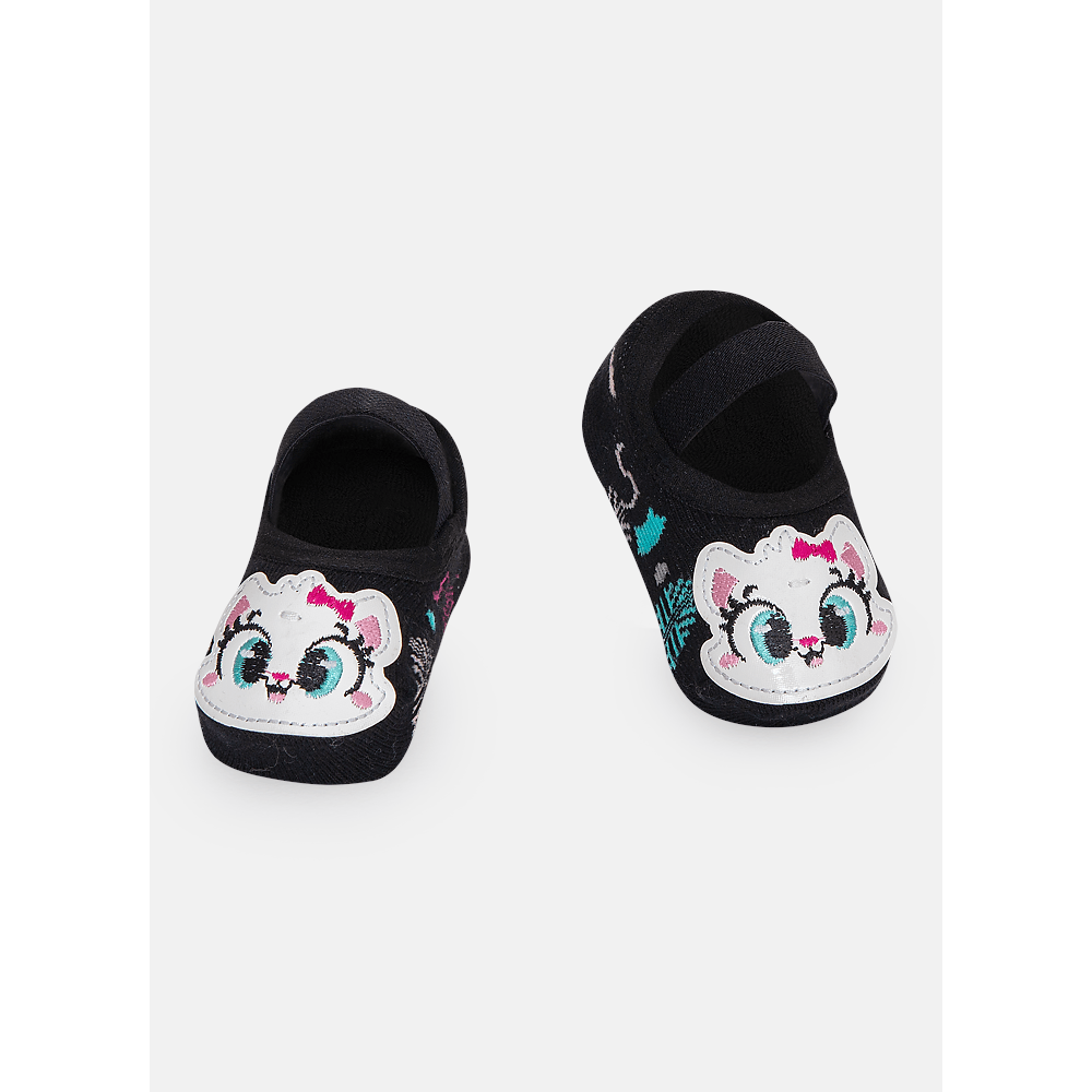 Meia Sapatilha Antiderrapante Bebê Menina Com Aplique Gata - 1