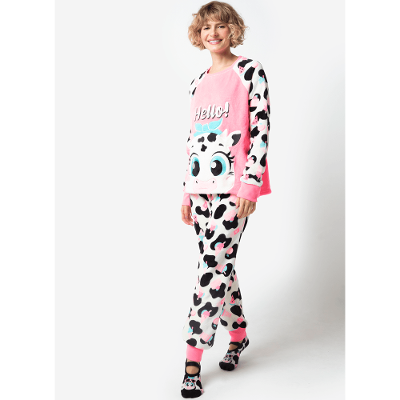 Pijama Manga Longa Feminino Soft Vaca