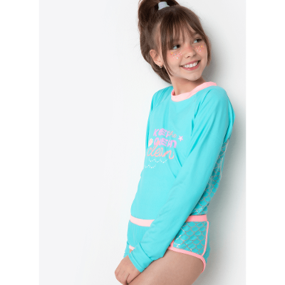 Conjunto Camiseta e Calcinha com Proteção Solar Menina Teen Sereia