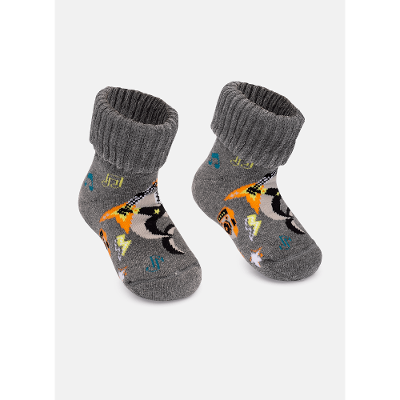 Meia Botinha Antiderrapante Bebê Menino Tubarão Rockstar