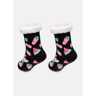 Meia Botinha Tricô Antiderrapante Menina Vaca