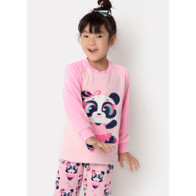Pijama Manga Longa Menina Soft Panda Bailarina