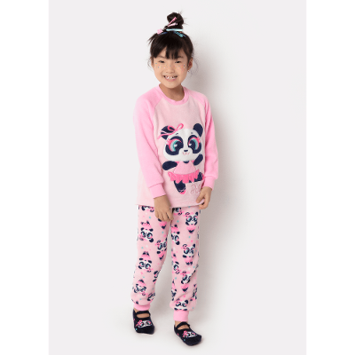 Pijama Manga Longa Menina Soft Panda Bailarina