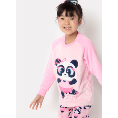 Pijama Manga Longa Menina Soft Panda Bailarina