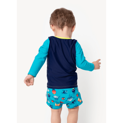 Camiseta Manga Longa com Proteção Solar Bebê Menino Tubarão Games