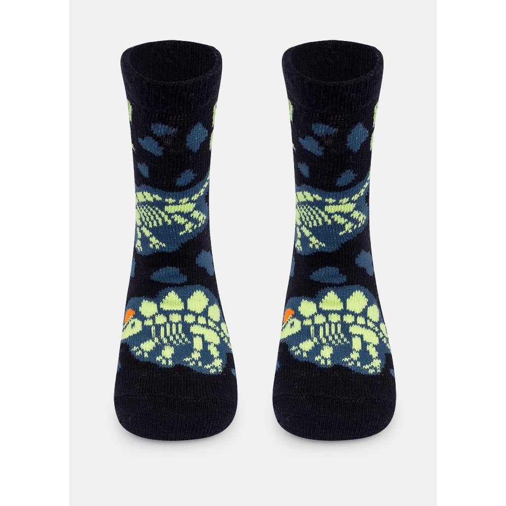 Meia Cano Longo Bebê Menino Dinossauro Fósseis Brilha no Escuro - 1