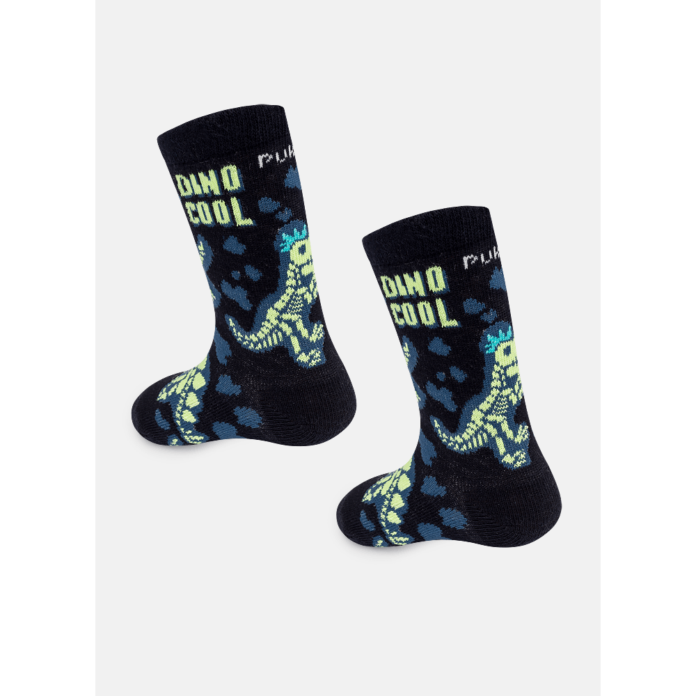 Meia Cano Longo Bebê Menino Dinossauro Fósseis Brilha no Escuro - 3