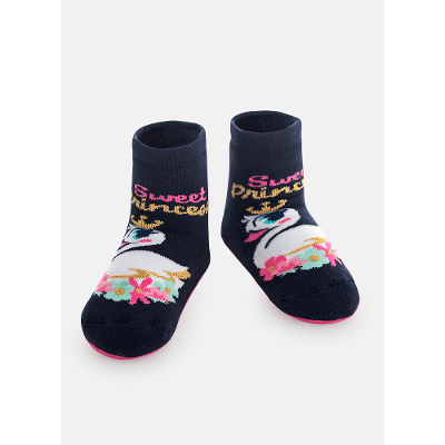 Meia com Sola Emborrachada Bebê Menina Cisne