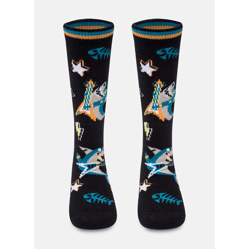 Meia Cano 3/4 Bebê Menino Tubarão Rockstar - 1