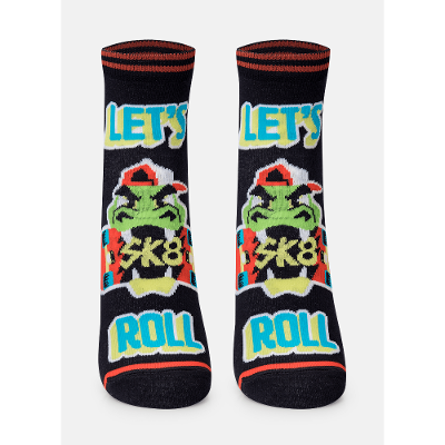Meia Soquete Menino Teen Dinossauro Skate