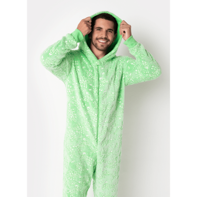 Macacão Manga Longa Adulto Soft Dinossauro Fósseis Brilha no Escuro