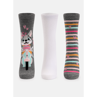 Kit com 3 Meias Soquete Adulto Bulldog