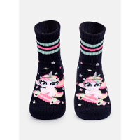 Meia Cano Médio Canelada Bebê Menina Unicórnio Skate - 1