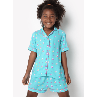 Pijama Manga Curta Viscose Menina Teen Unicórnio Kawaii