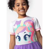 Camisola Fantasia Manga Curta Viscolycra Feminino Unicórnio Kawaii - 2