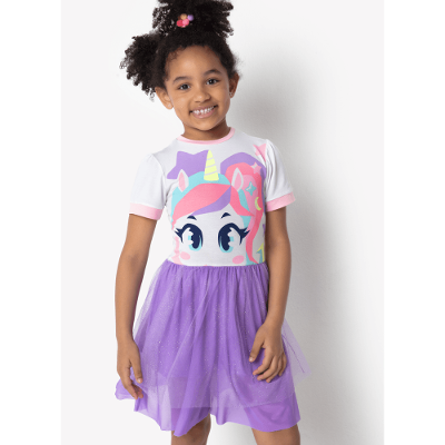 Camisola Fantasia Manga Curta Viscolycra Feminino Unicórnio Kawaii