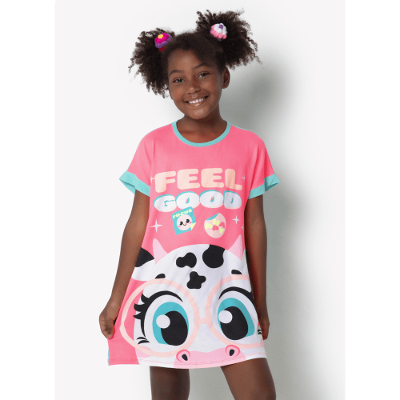 Camisola Manga Curta Viscolycra Feminino Vaca Colorful Rosa