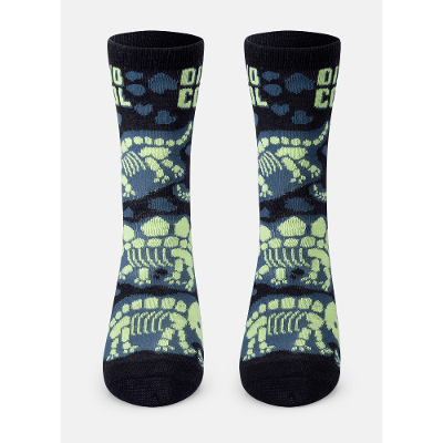 Meia Cano Longo Menino Dinossauro Fósseis Brilha no Escuro