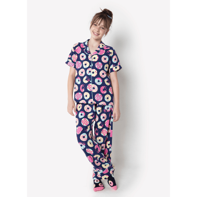 Pijama Manga Curta Viscose Feminino Panda Donuts