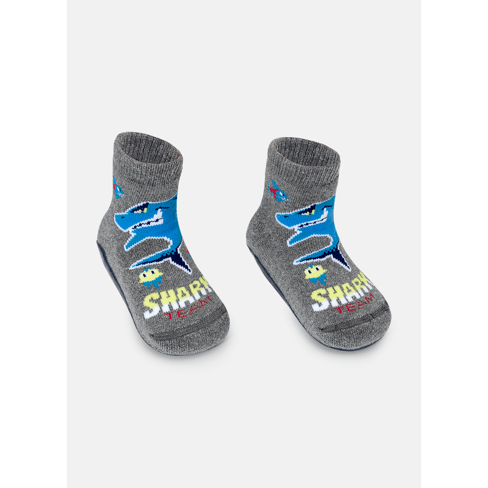 Meia Soquete com Sola Emborrachada Bebê Menino Tubarão Gamer - 2