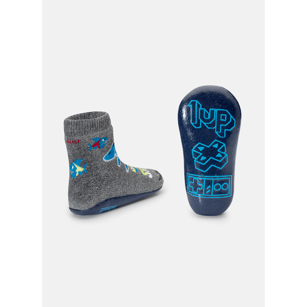 Meia Soquete com Sola Emborrachada Bebê Menino Tubarão Gamer - 3