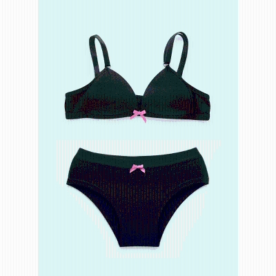 Conjunto Sutiã e Calcinha Preto Teen Lencinho