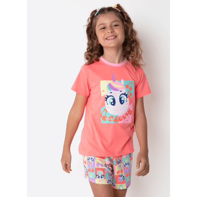 Pijama Manga Curta Menina Teen Unicórnio Cherry