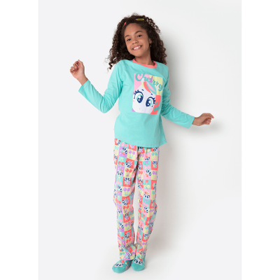 Pijama Manga Longa Menina Teen Unicórnio Cherry