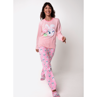 Pijama Manga Longa Feminino Coelha Romântica