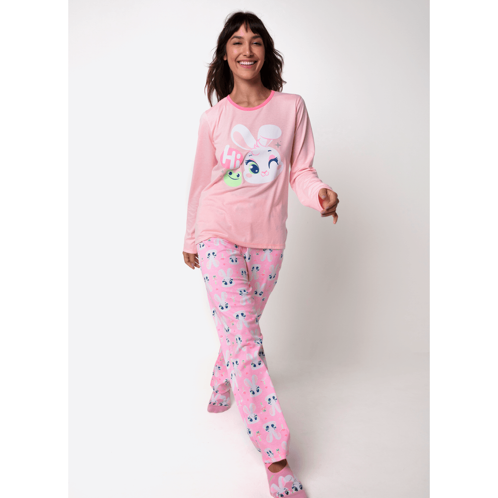 Pijama Manga Longa Feminino Coelha Romântica - 1