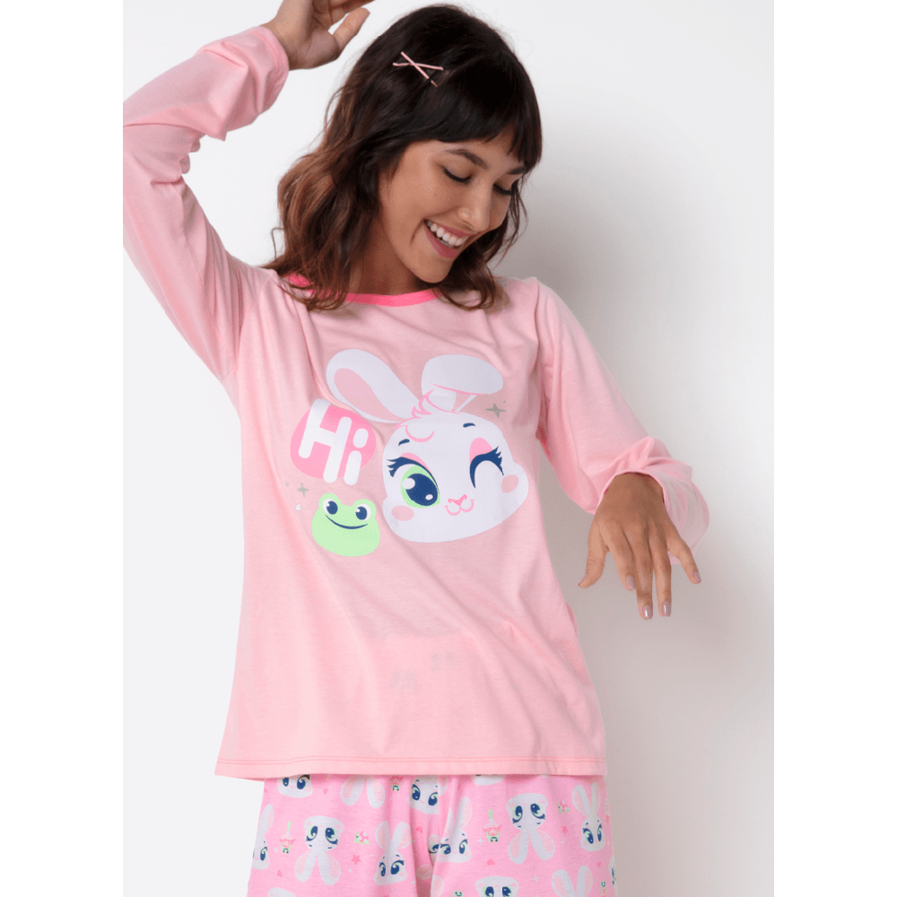 Pijama Manga Longa Feminino Coelha Romântica - 2