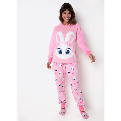 Pijama Manga Longa Soft Feminino Coelha Romântica