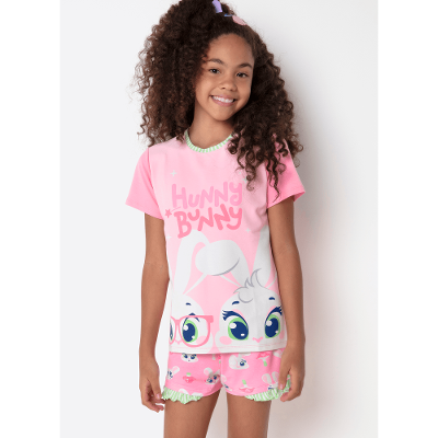 Pijama Manga Curta Viscolycra Menina Teen Coelha Romântica