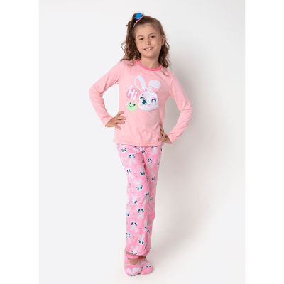 Pijama Manga Longa Menina Teen Coelha Romântica