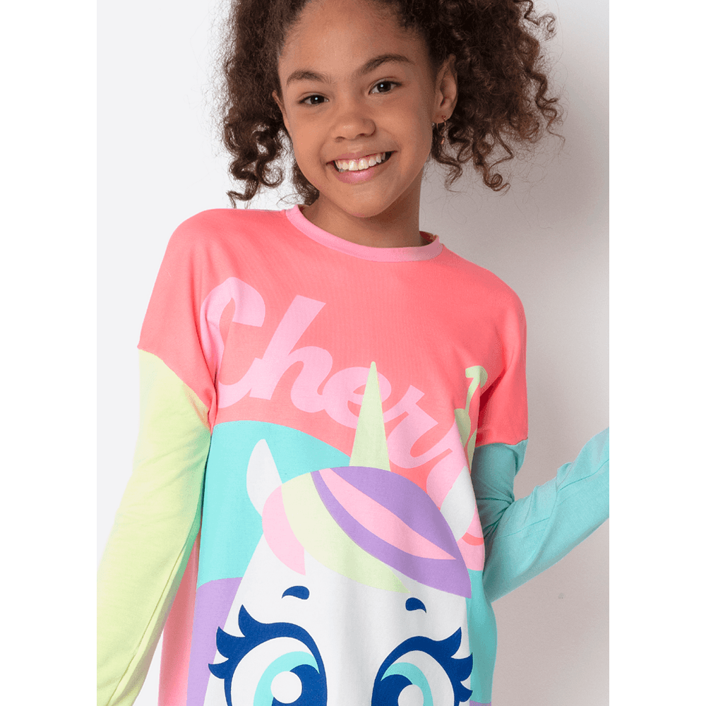Pijama Manga Longa Viscolycra Menina Teen Unicórnio Cherry - 2