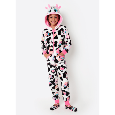 Pijama Longo Macacão Manga Longa Menina Teen Soft Vaca Patches