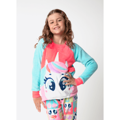 Pijama Manga Longa Soft Menina Teen Unicórnio Cherry
