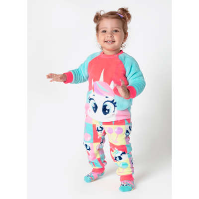 Pijama Manga Longa Soft Bebê Menina Unicórnio Cherry