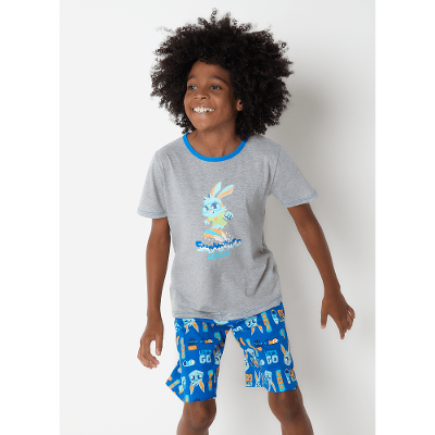 Pijama Manga Curta Algodão Menino Teen Coelho Radical