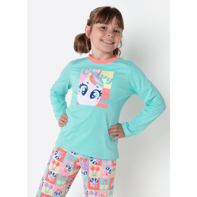Pijama Manga Longa Menina Unicórnio Cherry