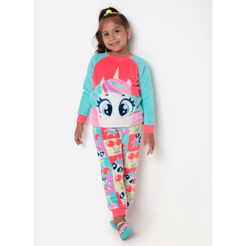 Pijama Manga Longa Soft Menina Unicórnio Cherry - 1