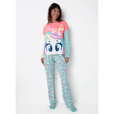 Pijama Manga Longa Viscolycra Feminino Unicórnio Cherry
