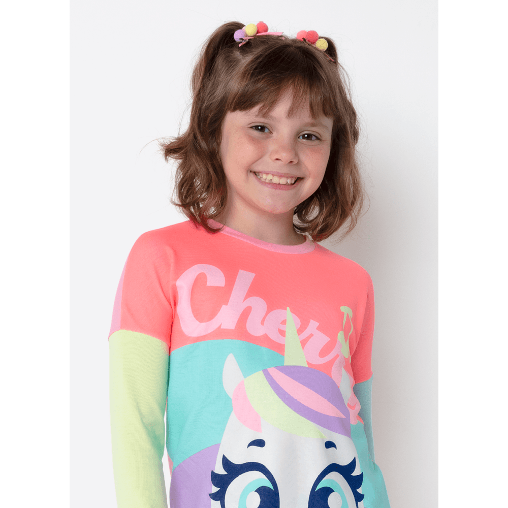 Pijama Manga Longa Viscolycra Menina Unicórnio Cherry - 2