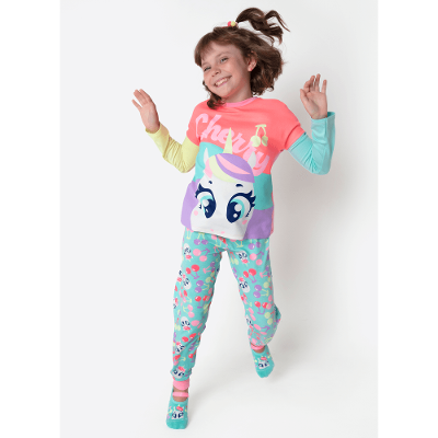Pijama Manga Longa Viscolycra Menina Unicórnio Cherry