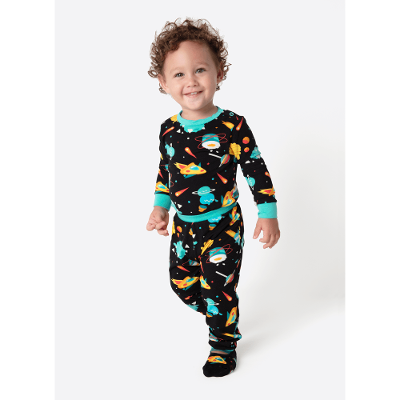 Body Pijama Manga Longa Viscolycra Bebê Menino Space Food