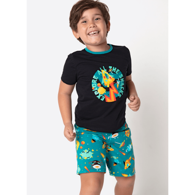 Pijama Manga Curta Menino Space Food